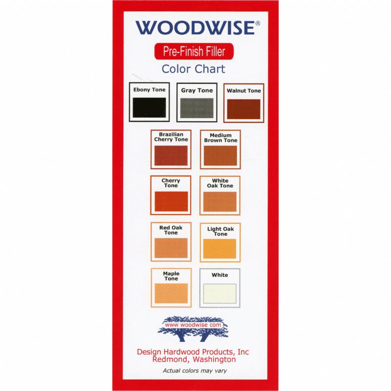 Woodwise prefinished filler color chart