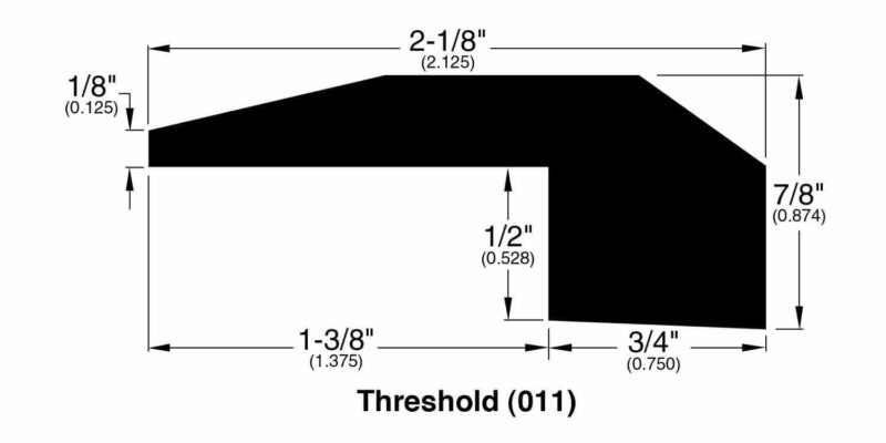 Unfinished 1/8" Character Hickory Threshold Molding