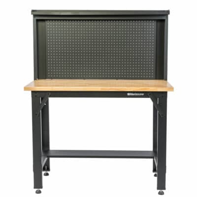 4 Ft. Adjustable Height Steel Workbench With Pegboard Back Wall