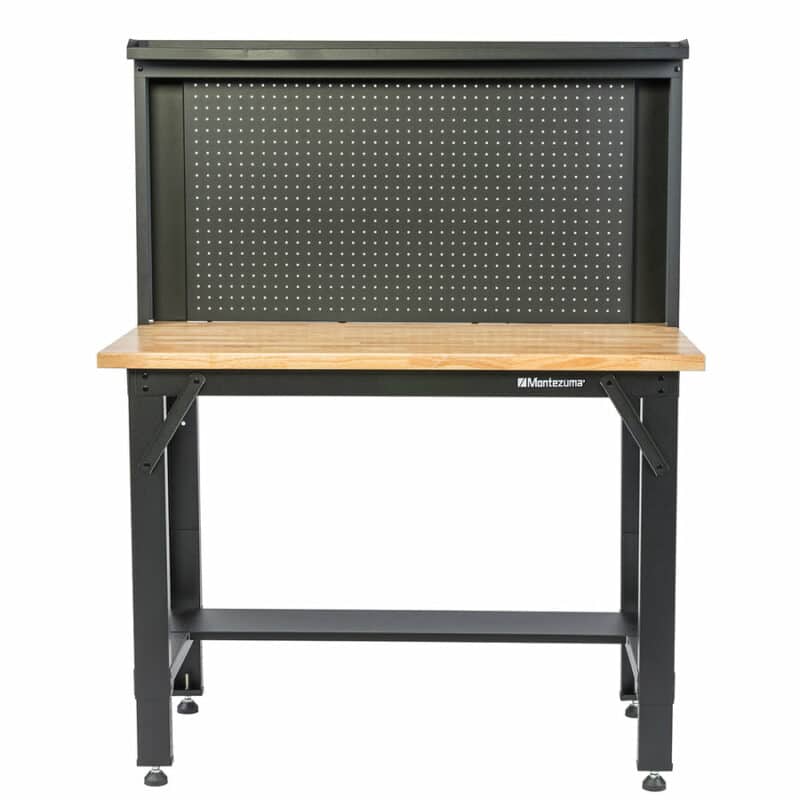 4 Ft. Adjustable Height Steel Workbench With Pegboard Back Wall