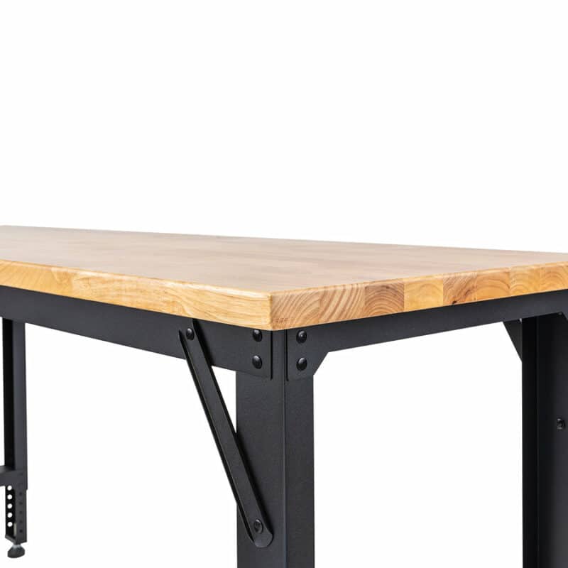 Montezuma 6 Ft. Adjustable Height Steel Workbench With Solid Wood Work Top
