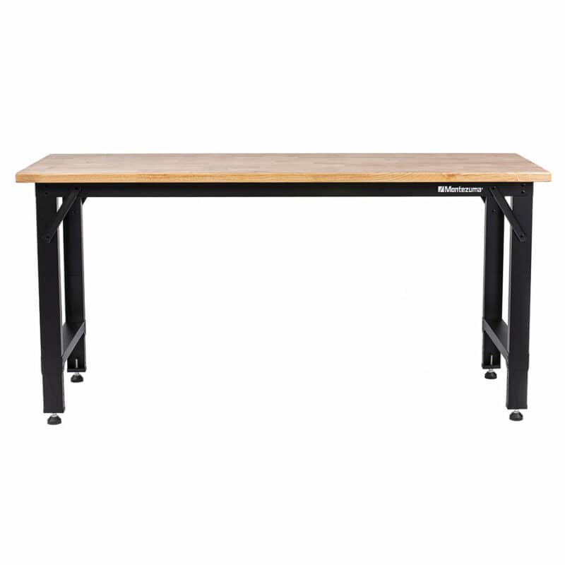 Montezuma 6 Ft. Adjustable Height Steel Workbench With Solid Wood Work Top