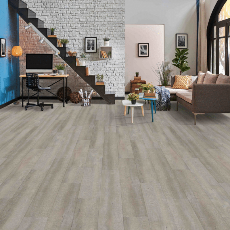Happy Feet All Star Glacier HF271 Luxury Vinyl Plank flooring in a family room