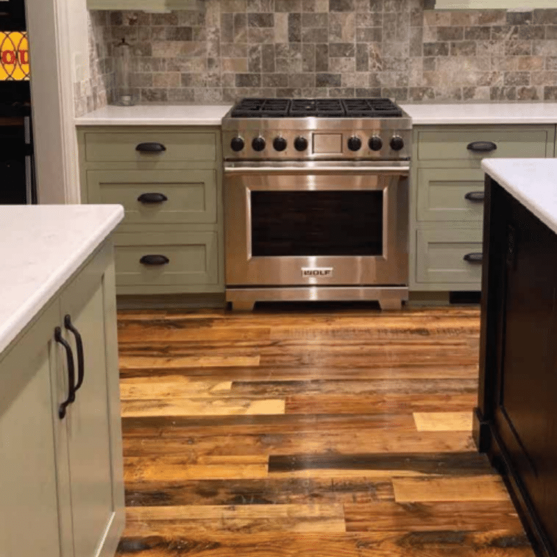 Old world timber engineered reclaimed hardwood flooring from the Michelin factory