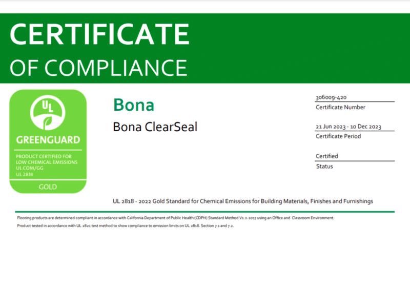 bona greenguard gold certified