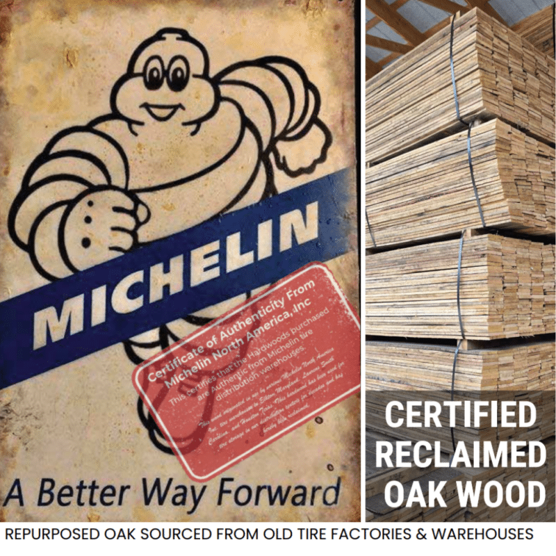 Old world timber engineered reclaimed hardwood flooring from the Michelin factory