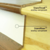 Demonstrates the StareCasing hardwood stair overlay system with the StareTread stair treads and StareRiser stair riser