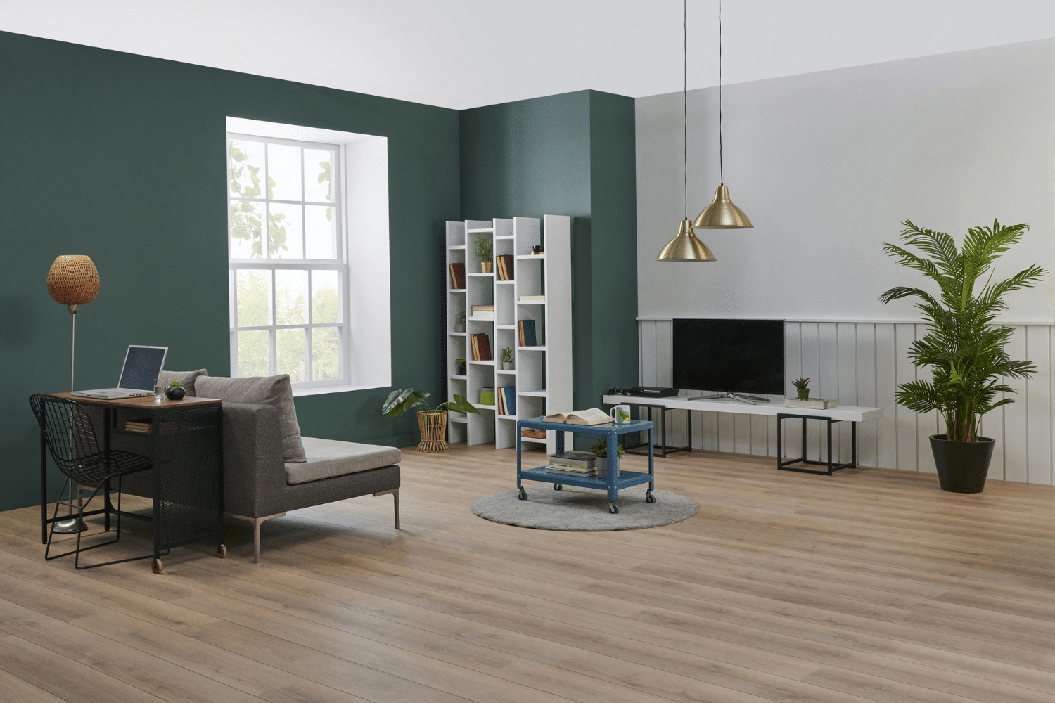 greige hardwood flooring green wall color