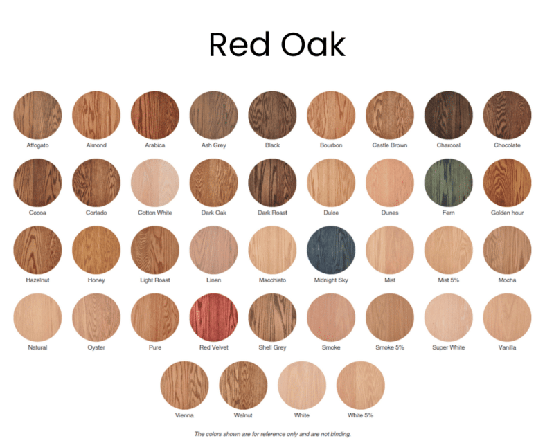 rubio red oak color chart