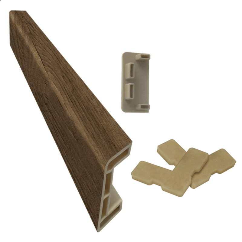 DuraStair Spare Side Bullnose with End Cap - Cafe Brown Oak 10255
