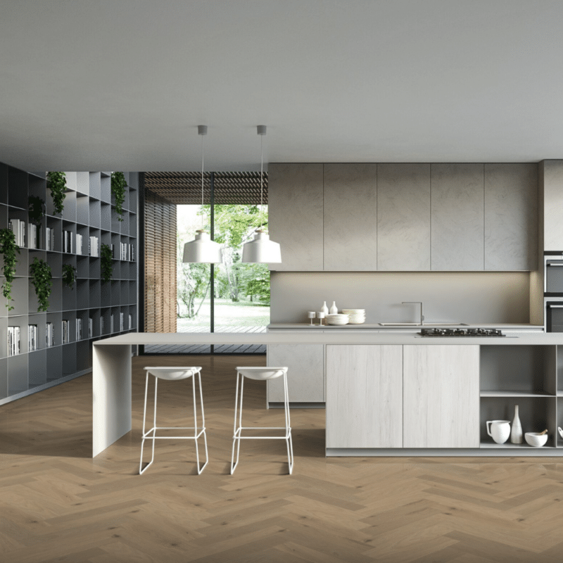 Duchateau Terra White Oak - Savanna Herringbone Kitchen