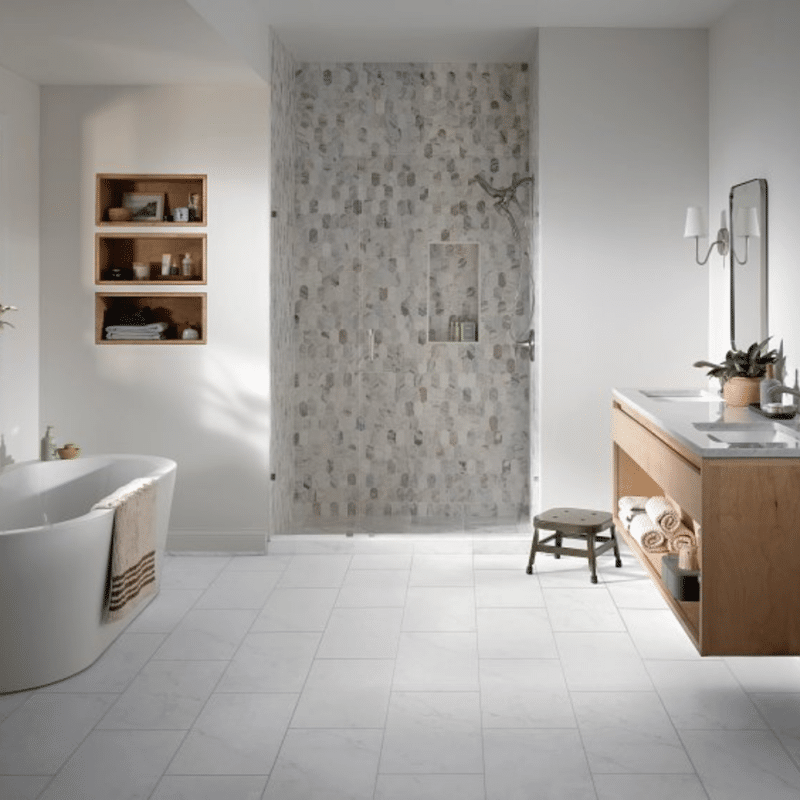 COREtec Tile - Bianco Marble Bathroom