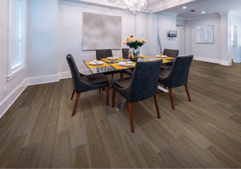 COREtec Scratchless – Ansley Walnut VV674-03013 – Luxury Vinyl Plank 7” x 48” in living room