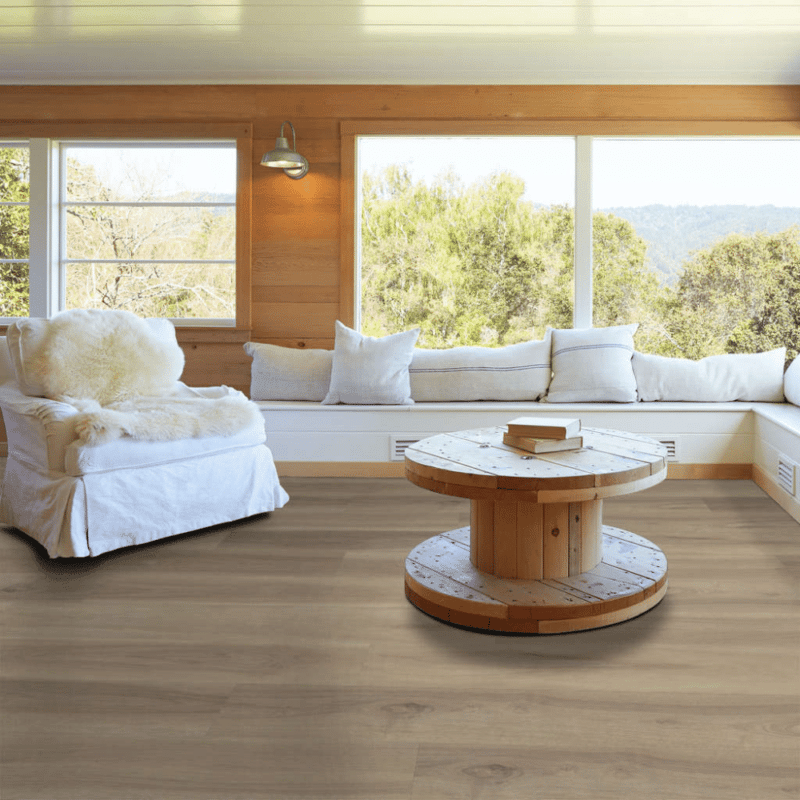 Shaw Fresh Take Luxury Vinyl Plank Flooring Lounge Greige room