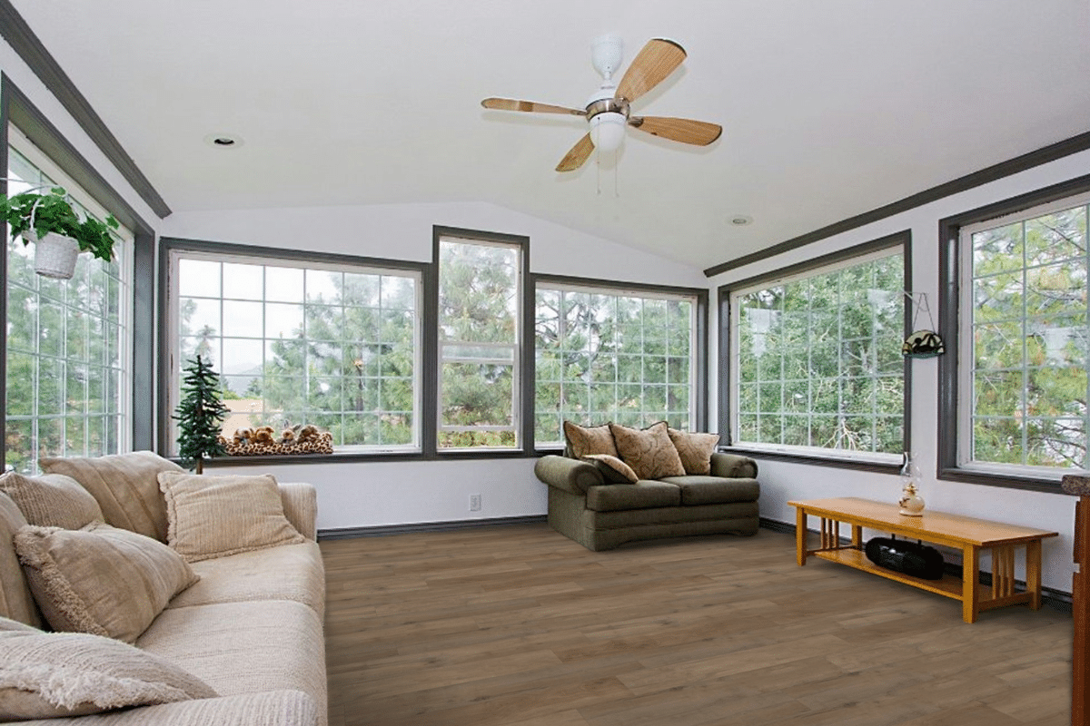 sunroom  luxury vinyl flooring