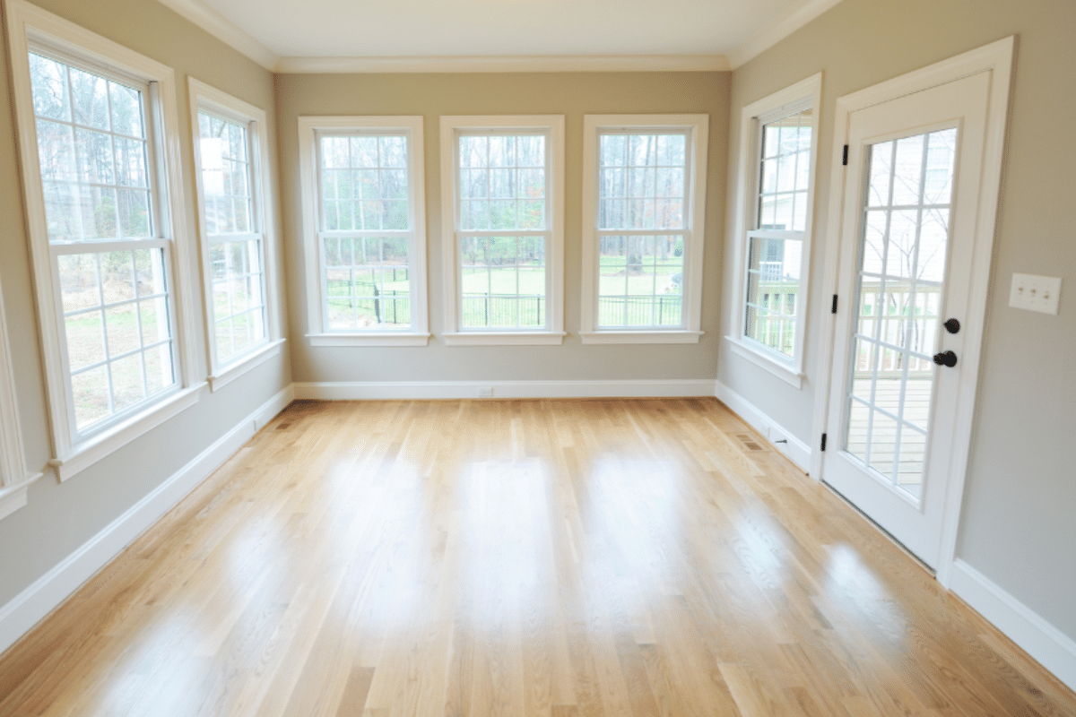 hardwood flooring in a sunroom