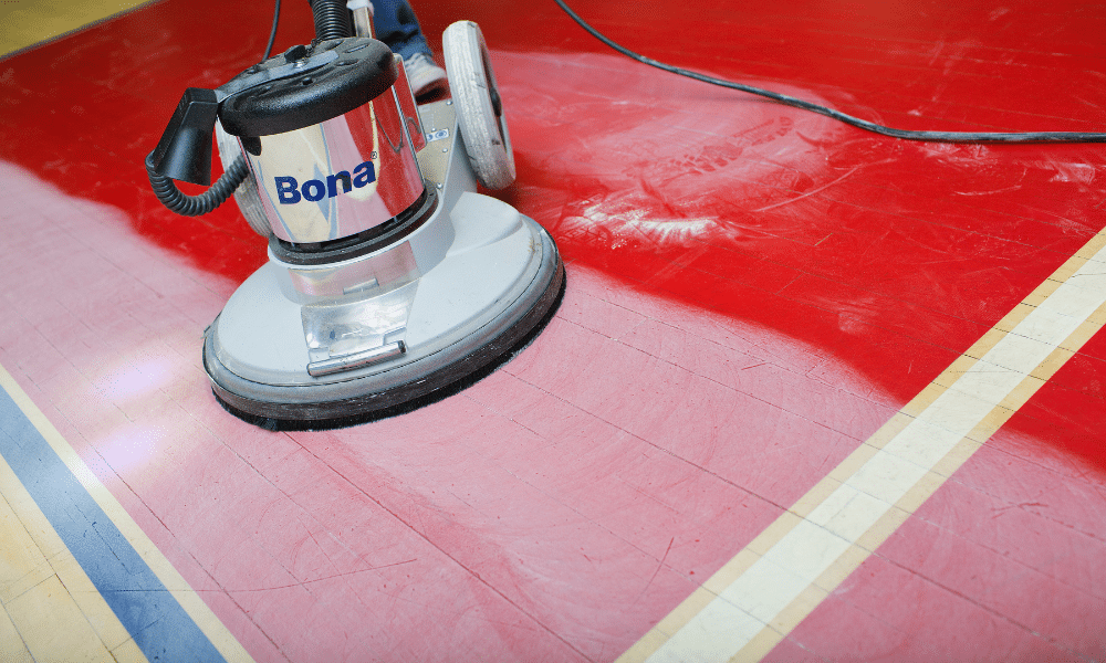 sports flooring machine on basketball court