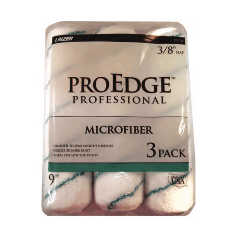 Linzer Pro Edge Microfiber Roller Cover - 3/8" x 9" (3 Pack)