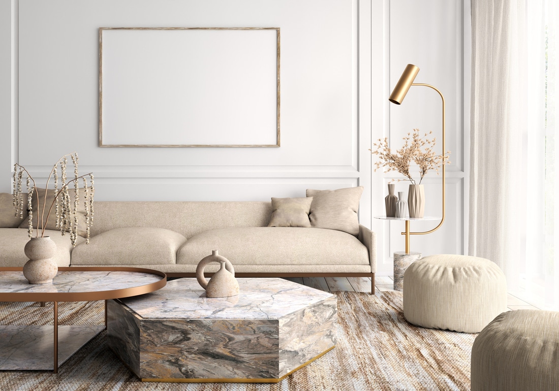 a lounge with light rustic wood floors and white wall panels