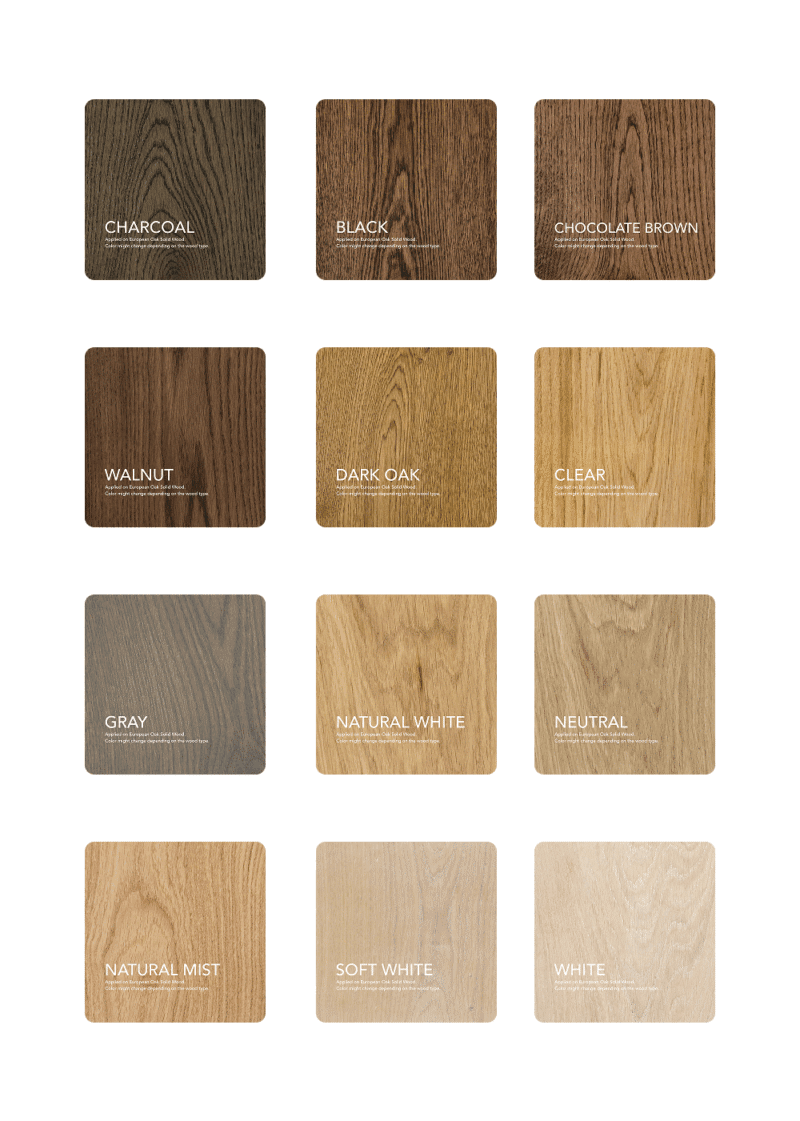 natura onecoat 2k 12-color stain chart
