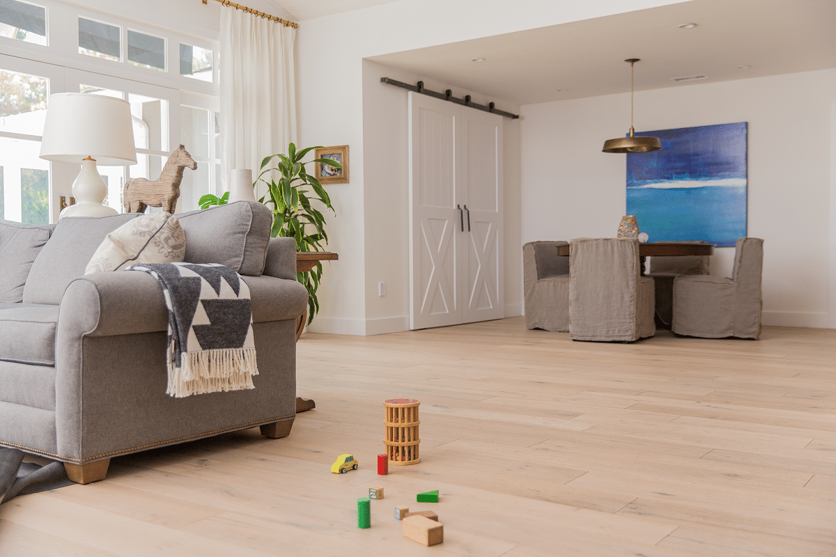 water-based finish look of a family room