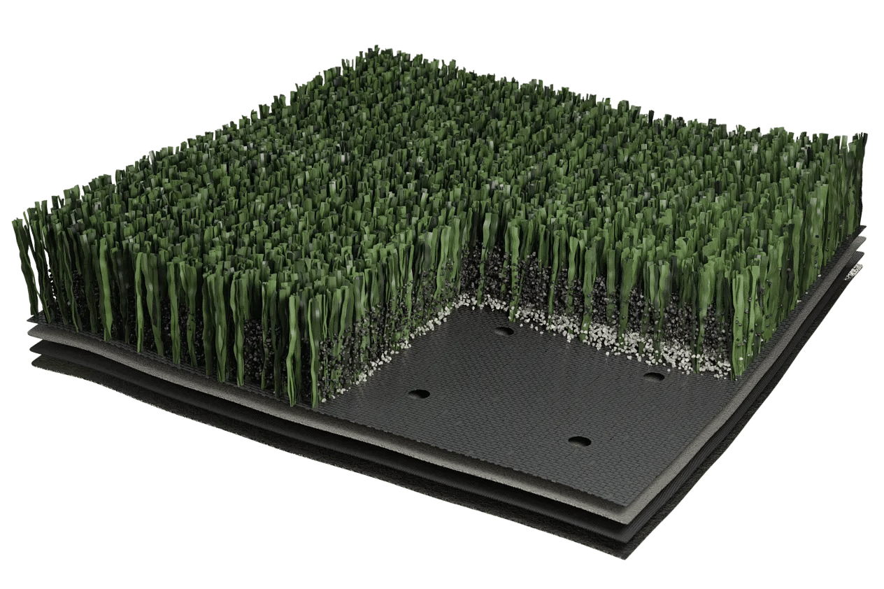 slit-film turf image and cut away